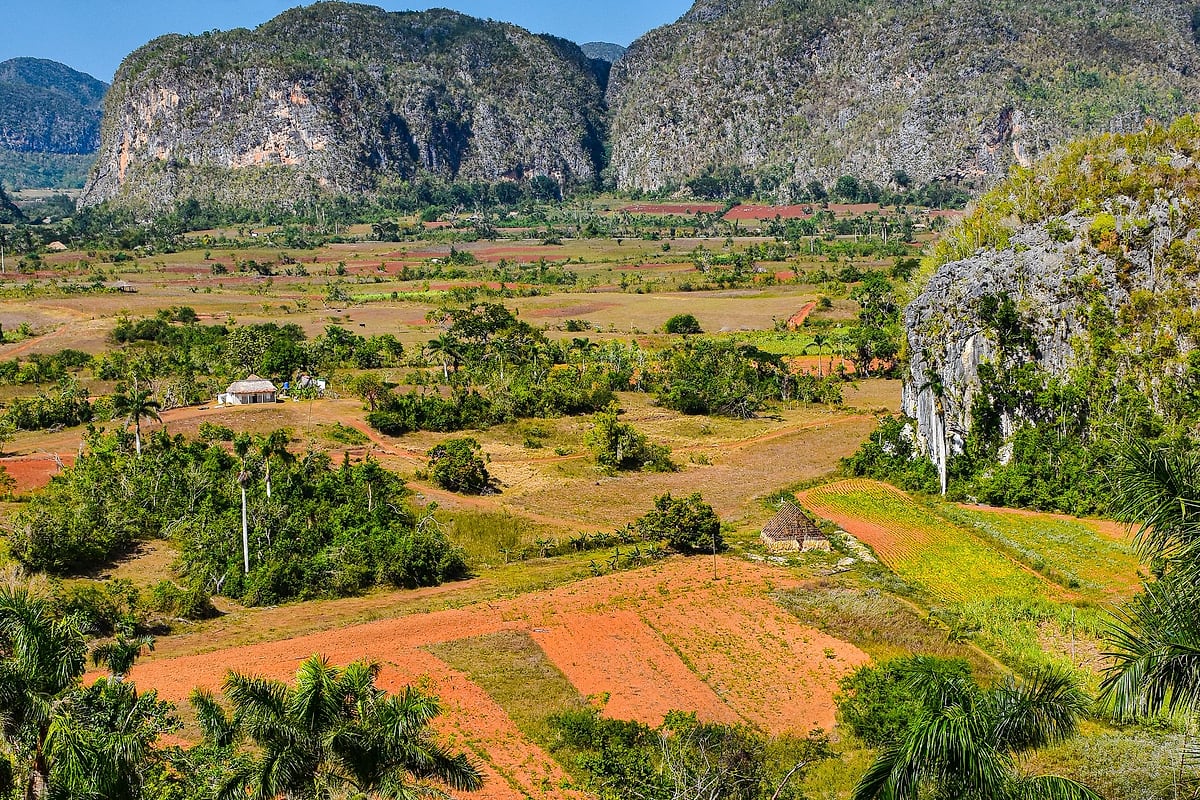 Vinales-Tal mit Feldern und Felsformationen