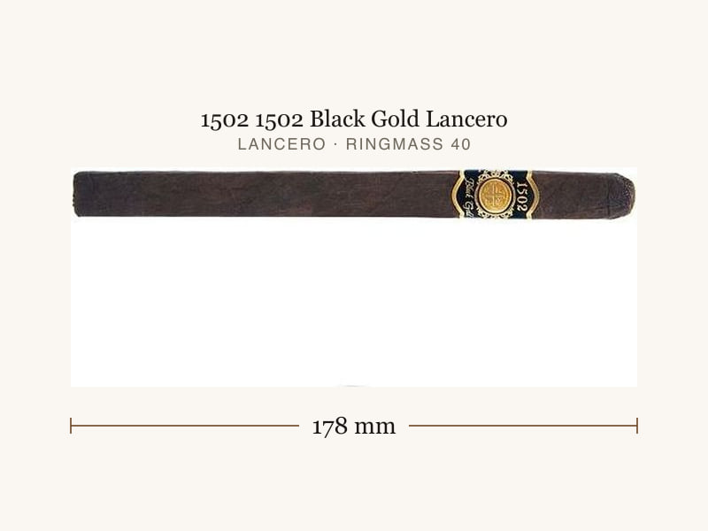 1502 1502 Black Gold Lancero, Maßangaben: Länge 178 mm, Ringmaß 40