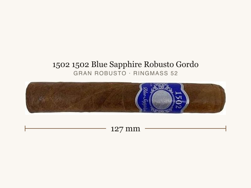 1502 1502 Blue Sapphire Robusto Gordo, Maßangaben: Länge 127 mm, Ringmaß 52