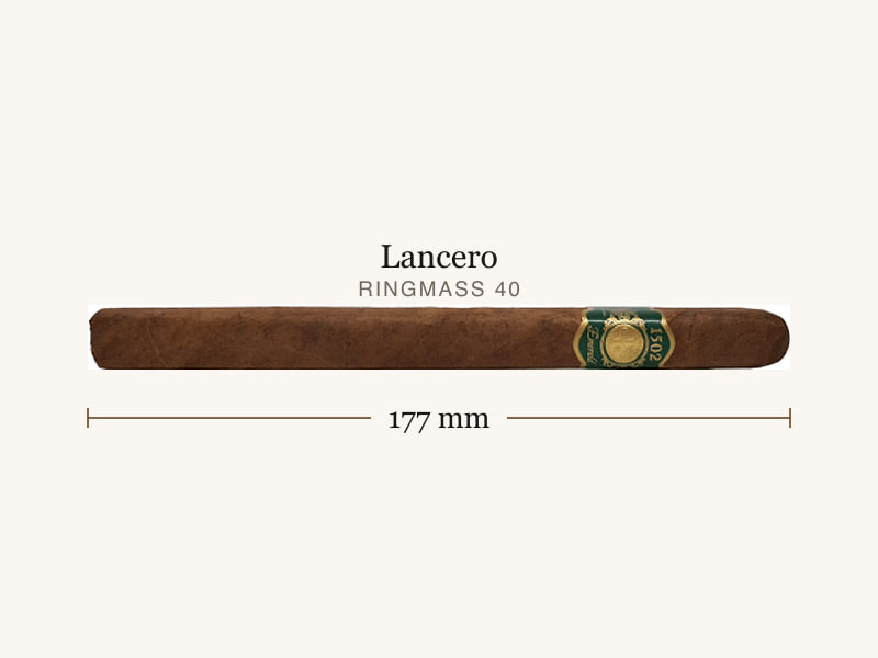 1502 1502 Emerald Lancero, Maßangaben: Länge 177 mm, Ringmaß 40