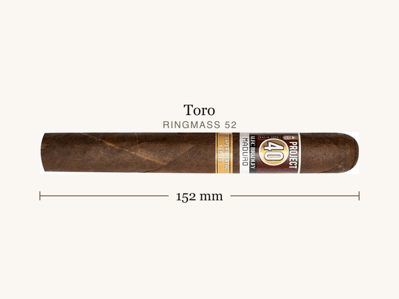 Alec Bradley AB Project 40 Maduro Toro 06.52, Maßangaben: Länge 152 mm, Ringmaß 52