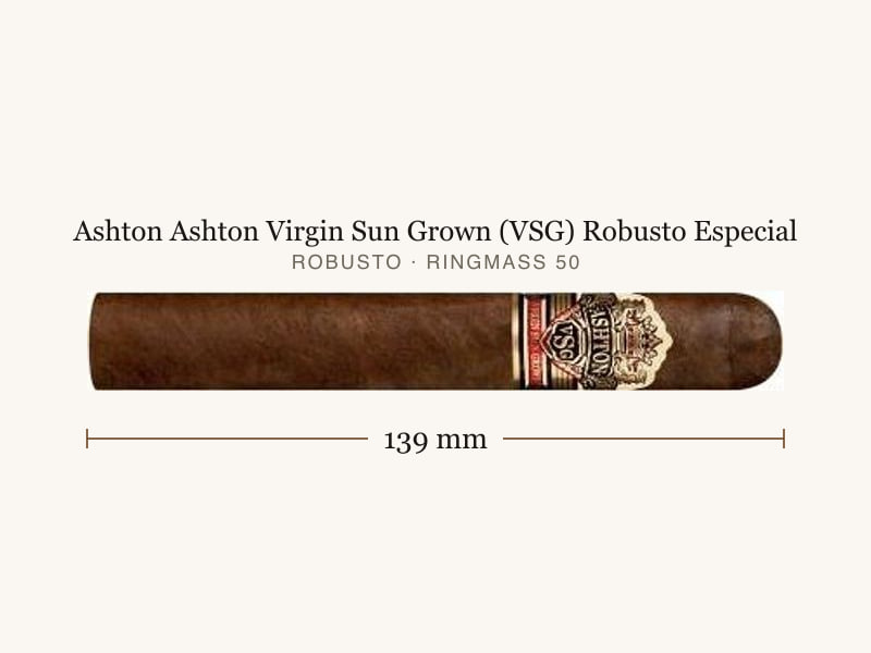 Ashton Ashton Virgin Sun Grown (VSG) Robusto Especial, Maßangaben: Länge 139 mm, Ringmaß 50