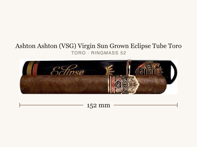 Ashton Ashton (VSG) Virgin Sun Grown Eclipse Tube Toro, Maßangaben: Länge 152 mm, Ringmaß 52