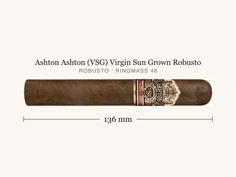Ashton Ashton (VSG) Virgin Sun Grown Robusto, Maßangaben: Länge 136 mm, Ringmaß 46