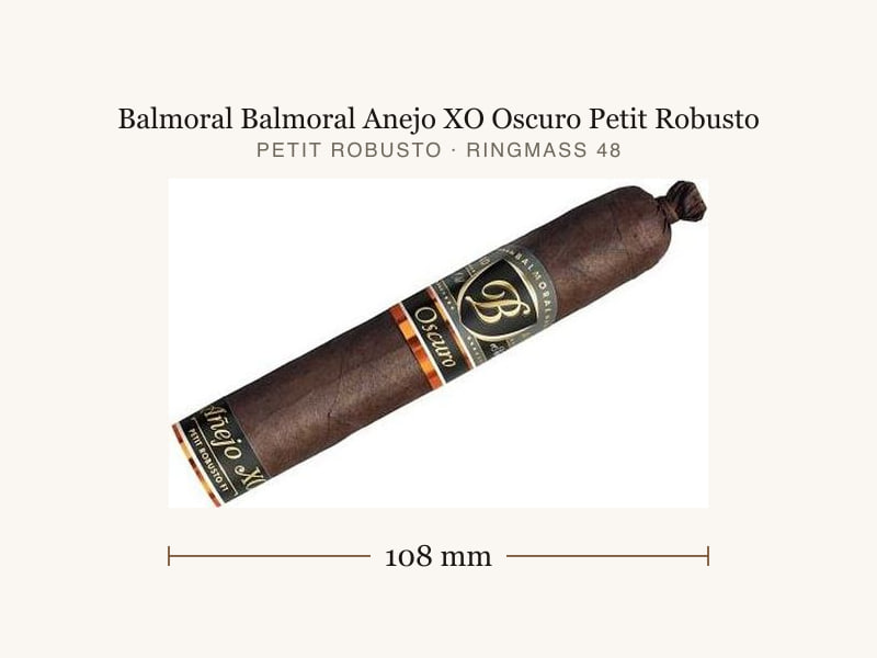 Balmoral Balmoral Anejo XO Oscuro Petit Robusto, Maßangaben: Länge 108 mm, Ringmaß 48