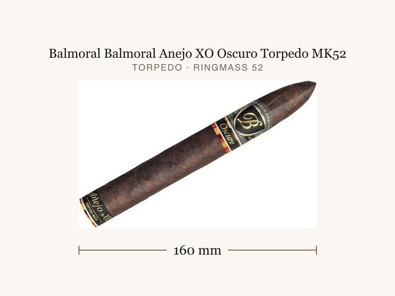 Balmoral Balmoral Anejo XO Oscuro Torpedo MK52, Maßangaben: Länge 160 mm, Ringmaß 52