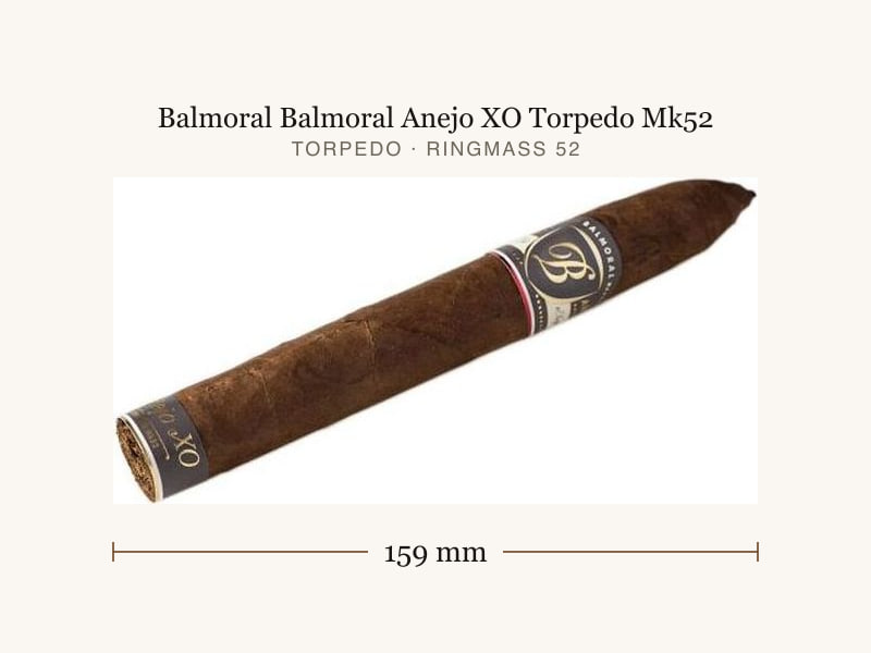 Balmoral Balmoral Anejo XO Torpedo Mk52, Maßangaben: Länge 159 mm, Ringmaß 52
