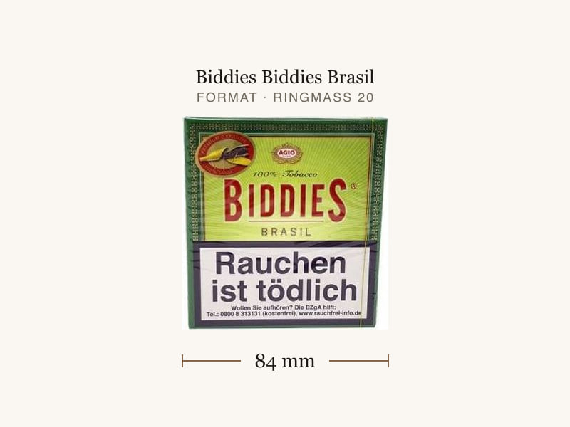 Biddies Biddies Brasil, Maßangaben: Länge 84 mm, Ringmaß 20