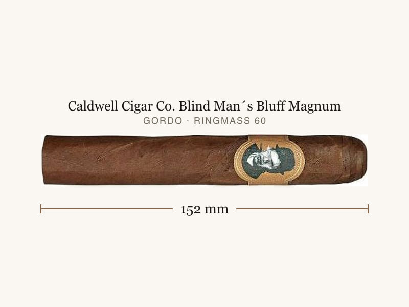 Caldwell Cigar Co. Blind Man´s Bluff Magnum, Maßangaben: Länge 152 mm, Ringmaß 60