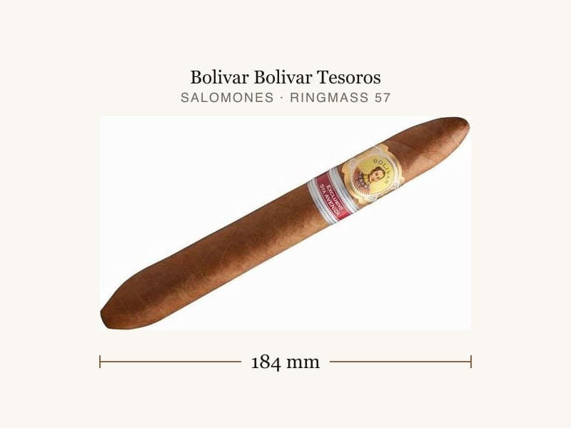 Bolivar Bolivar Tesoros, Maßangaben: Länge 184 mm, Ringmaß 57