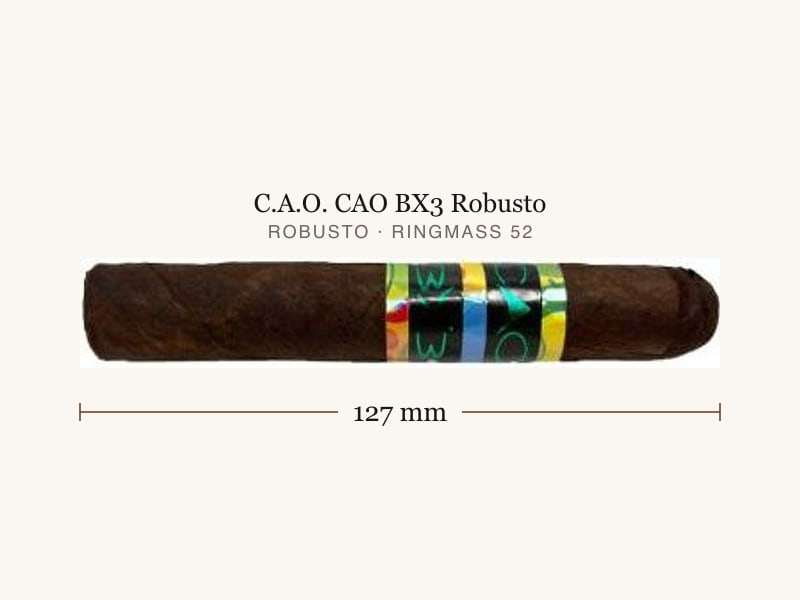 C.A.O. CAO BX3 Robusto, Maßangaben: Länge 127 mm, Ringmaß 52