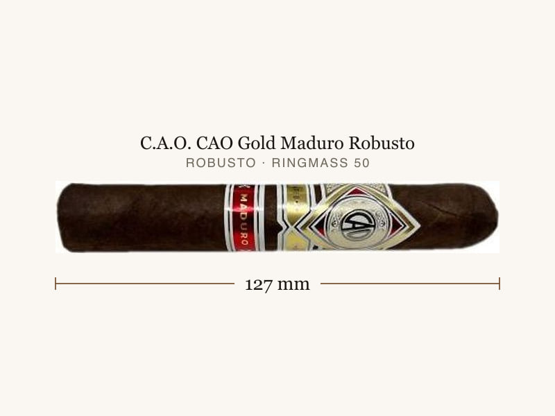 C.A.O. CAO Gold Maduro Robusto, Maßangaben: Länge 127 mm, Ringmaß 50