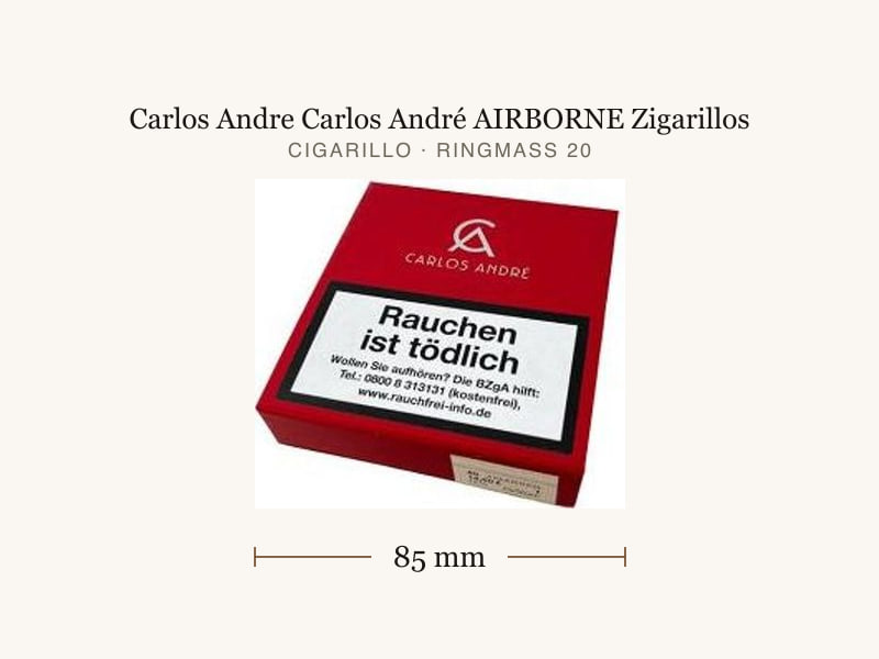 Carlos Andre Carlos André AIRBORNE Zigarillos, Maßangaben: Länge 85 mm, Ringmaß 20