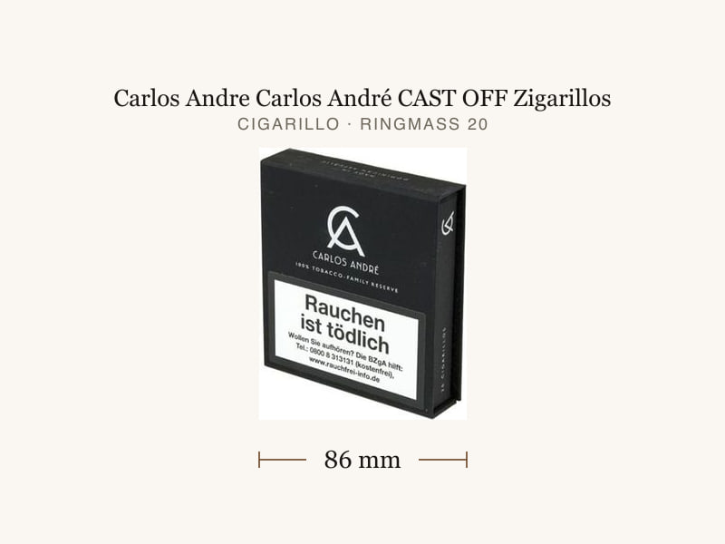 Carlos Andre Carlos André CAST OFF Zigarillos, Maßangaben: Länge 86 mm, Ringmaß 20