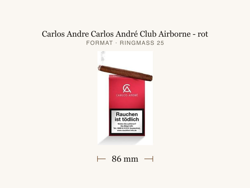Carlos Andre Carlos André Club Airborne - rot, Maßangaben: Länge 86 mm, Ringmaß 25