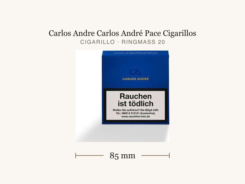 Carlos Andre Carlos André Pace Cigarillos, Maßangaben: Länge 85 mm, Ringmaß 20