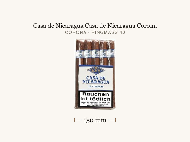 Casa de Nicaragua Casa de Nicaragua Corona, Maßangaben: Länge 150 mm, Ringmaß 40