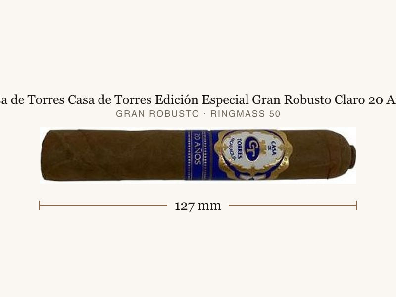 Casa de Torres Casa de Torres Edición Especial Gran Robusto Claro 20 Años, Maßangaben: Länge 127 mm, Ringmaß 50