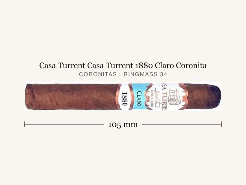 Casa Turrent Casa Turrent 1880 Claro Coronita, Maßangaben: Länge 105 mm, Ringmaß 34