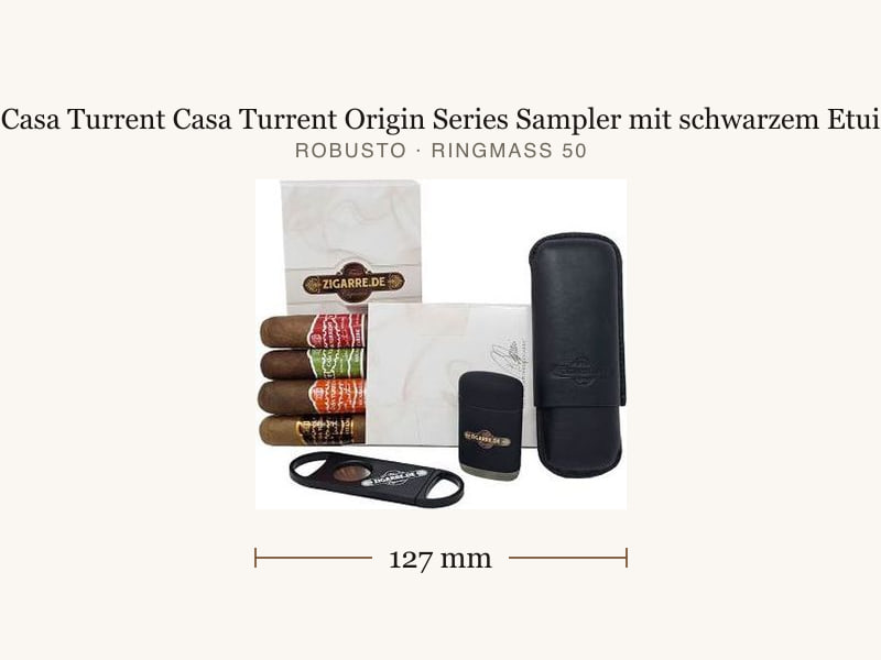 Casa Turrent Casa Turrent Origin Series Sampler mit schwarzem Etui, Maßangaben: Länge 127 mm, Ringmaß 50