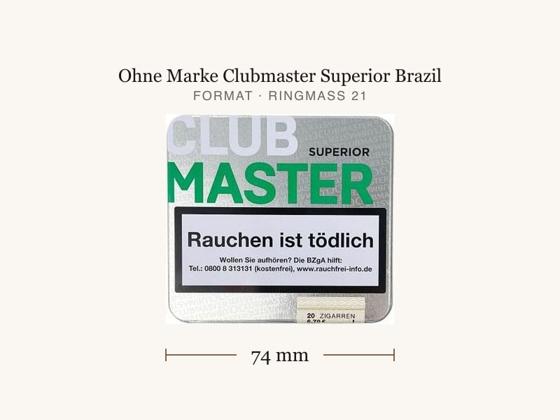 Ohne Marke Clubmaster Superior Brazil, Maßangaben: Länge 74 mm, Ringmaß 21