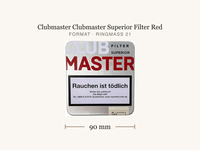 Clubmaster Clubmaster Superior Filter Red, Maßangaben: Länge 90 mm, Ringmaß 21