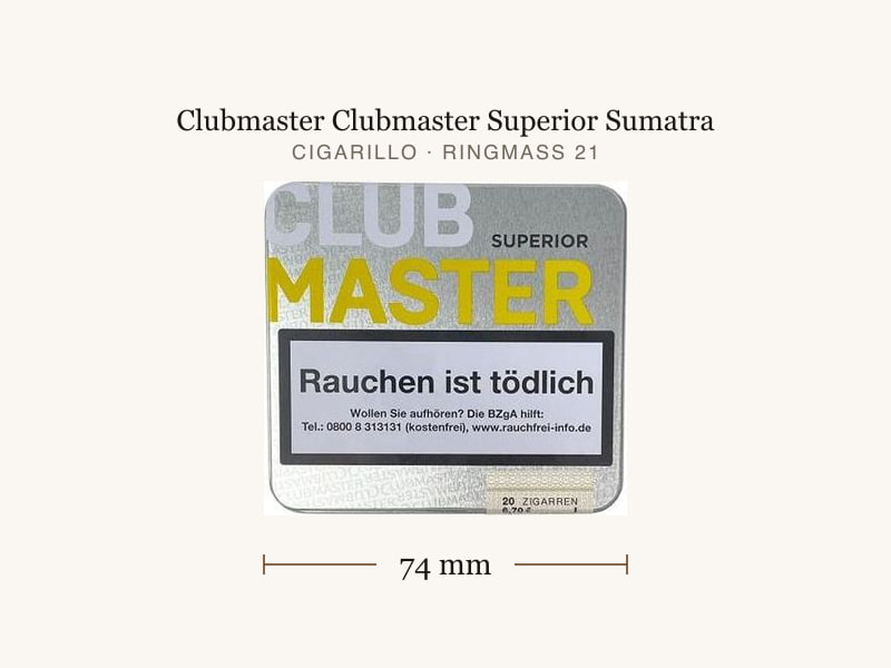 Clubmaster Clubmaster Superior Sumatra, Maßangaben: Länge 74 mm, Ringmaß 21