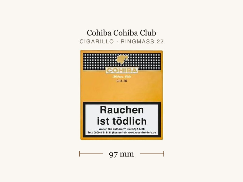 Cohiba Cohiba Club, Maßangaben: Länge 97 mm, Ringmaß 22