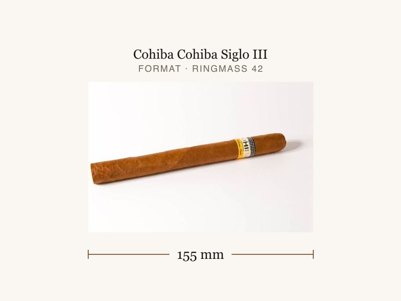 Cohiba Cohiba Siglo III, Maßangaben: Länge 155 mm, Ringmaß 42