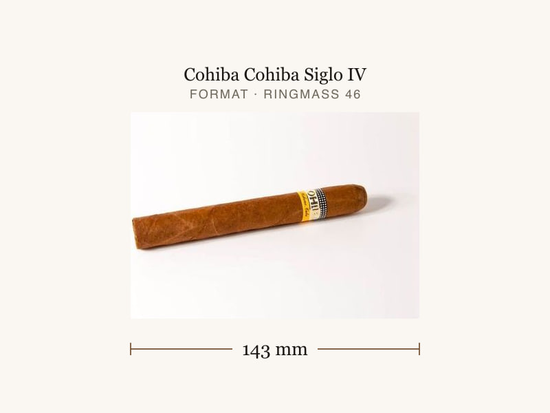 Cohiba Cohiba Siglo IV, Maßangaben: Länge 143 mm, Ringmaß 46