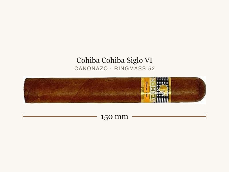 Cohiba Cohiba Siglo VI, Maßangaben: Länge 150 mm, Ringmaß 52