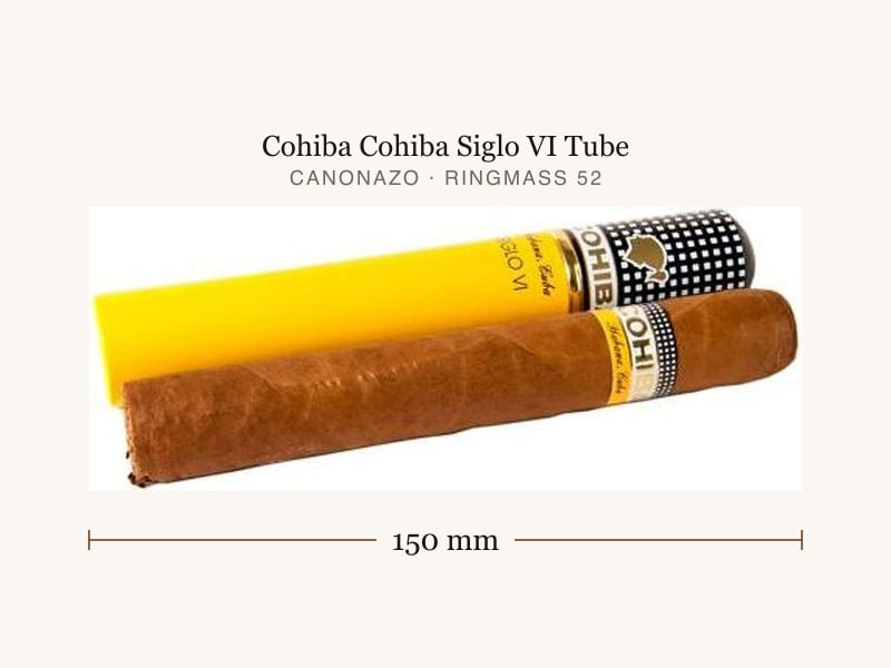 Cohiba Cohiba Siglo VI Tube, Maßangaben: Länge 150 mm, Ringmaß 52
