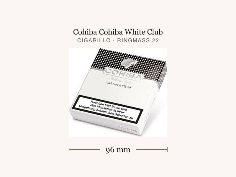 Cohiba Cohiba White Club, Maßangaben: Länge 96 mm, Ringmaß 22