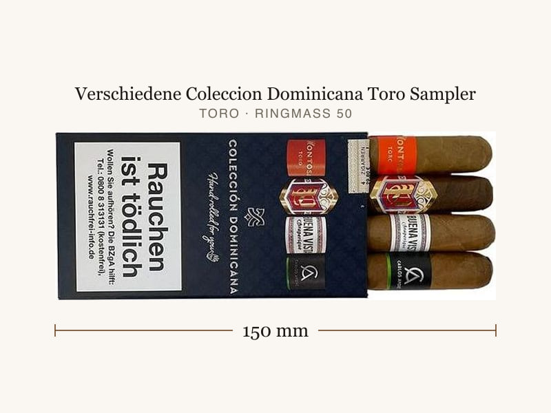 Verschiedene Coleccion Dominicana Toro Sampler, Maßangaben: Länge 150 mm, Ringmaß 50