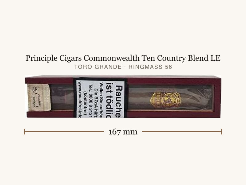 Principle Cigars Commonwealth Ten Country Blend LE, Maßangaben: Länge 167 mm, Ringmaß 56