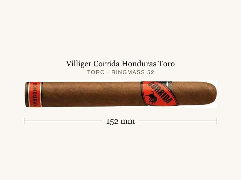 Villiger Corrida Honduras Toro, Maßangaben: Länge 152 mm, Ringmaß 52