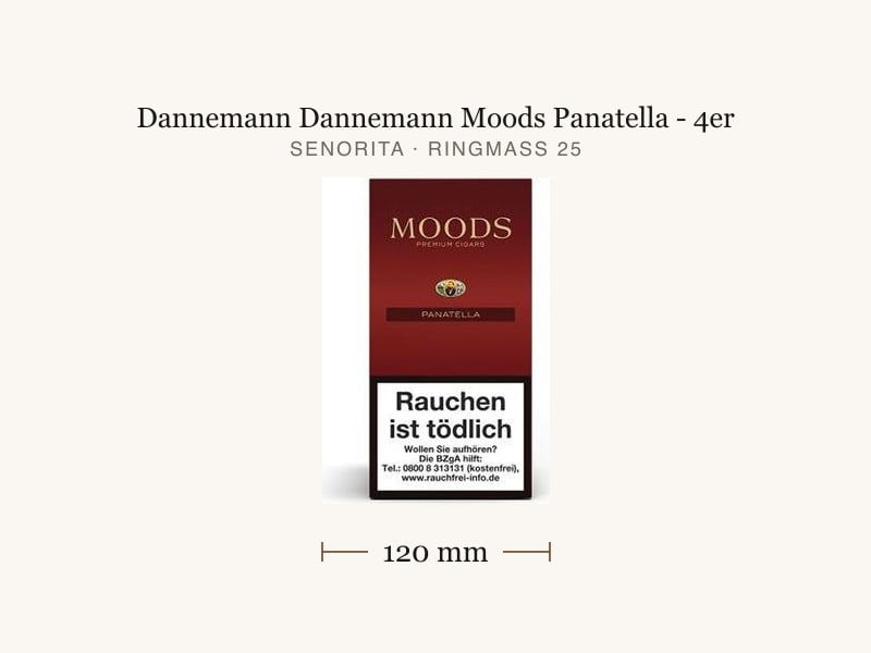 Dannemann Dannemann Moods Panatella - 4er, Maßangaben: Länge 120 mm, Ringmaß 25