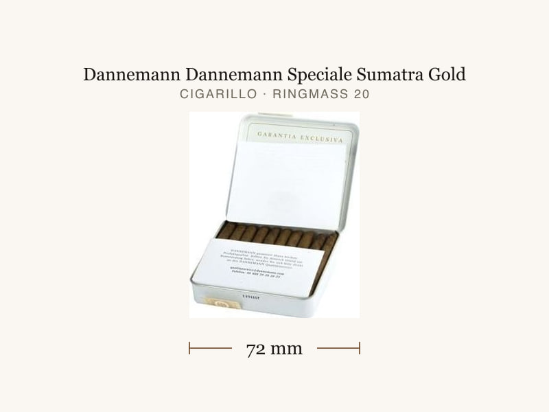 Dannemann Dannemann Speciale Sumatra Gold, Maßangaben: Länge 72 mm, Ringmaß 20