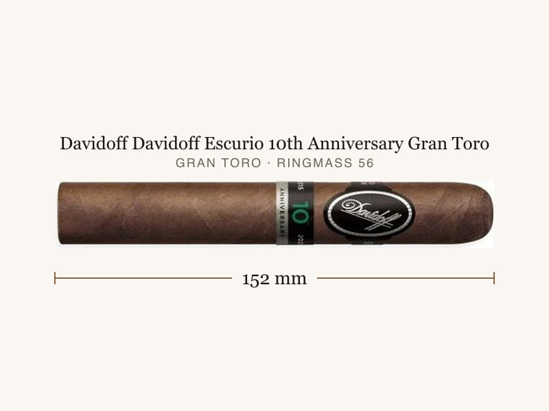 Davidoff Davidoff Escurio 10th Anniversary Gran Toro, Maßangaben: Länge 152 mm, Ringmaß 56