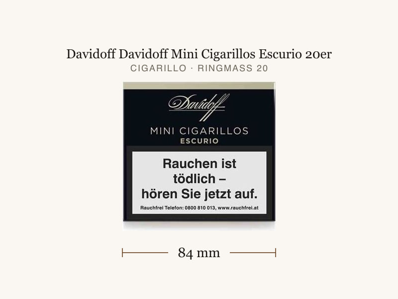 Davidoff Davidoff Mini Cigarillos Escurio 20er, Maßangaben: Länge 84 mm, Ringmaß 20