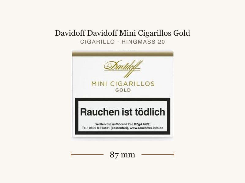 Davidoff Davidoff Mini Cigarillos Gold, Maßangaben: Länge 87 mm, Ringmaß 20
