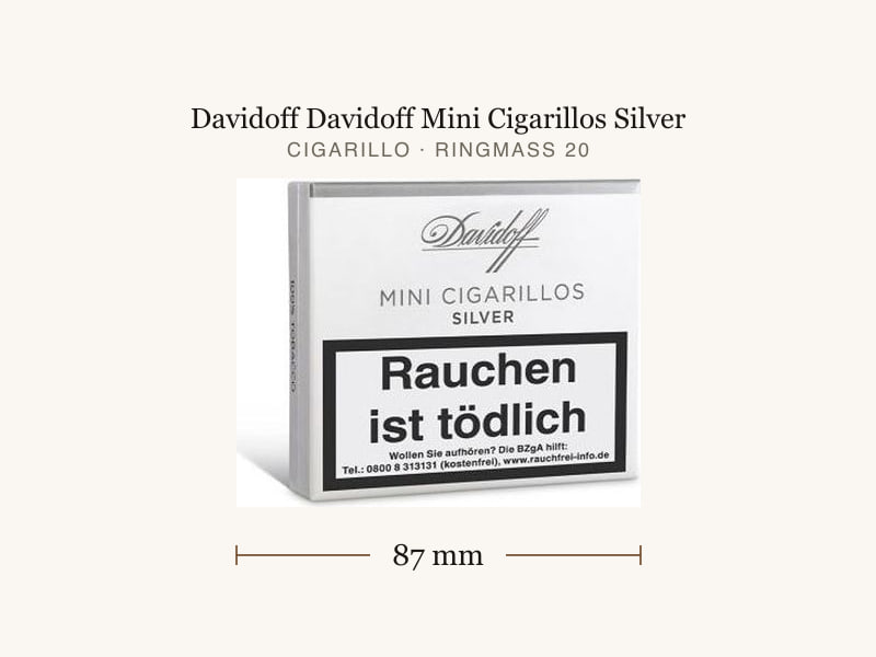 Davidoff Davidoff Mini Cigarillos Silver, Maßangaben: Länge 87 mm, Ringmaß 20