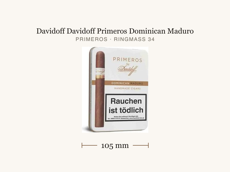 Davidoff Davidoff Primeros Dominican Maduro, Maßangaben: Länge 105 mm, Ringmaß 34