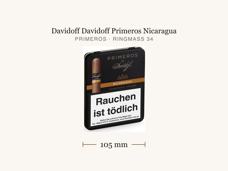 Davidoff Davidoff Primeros Nicaragua, Maßangaben: Länge 105 mm, Ringmaß 34