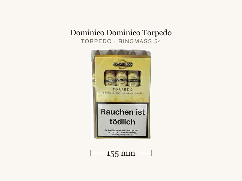 Dominico Dominico Torpedo, Maßangaben: Länge 155 mm, Ringmaß 54