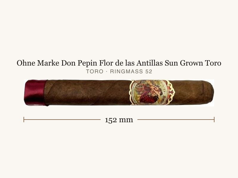 Ohne Marke Don Pepin Flor de las Antillas Sun Grown Toro, Maßangaben: Länge 152 mm, Ringmaß 52
