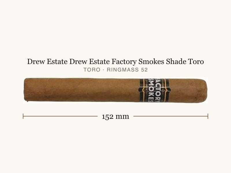 Drew Estate Drew Estate Factory Smokes Shade Toro, Maßangaben: Länge 152 mm, Ringmaß 52