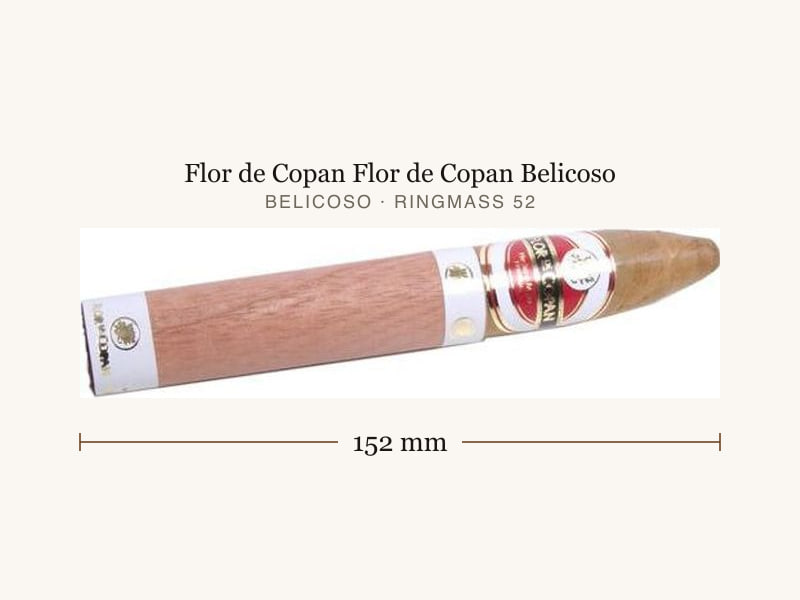 Flor de Copan Flor de Copan Belicoso, Maßangaben: Länge 152 mm, Ringmaß 52