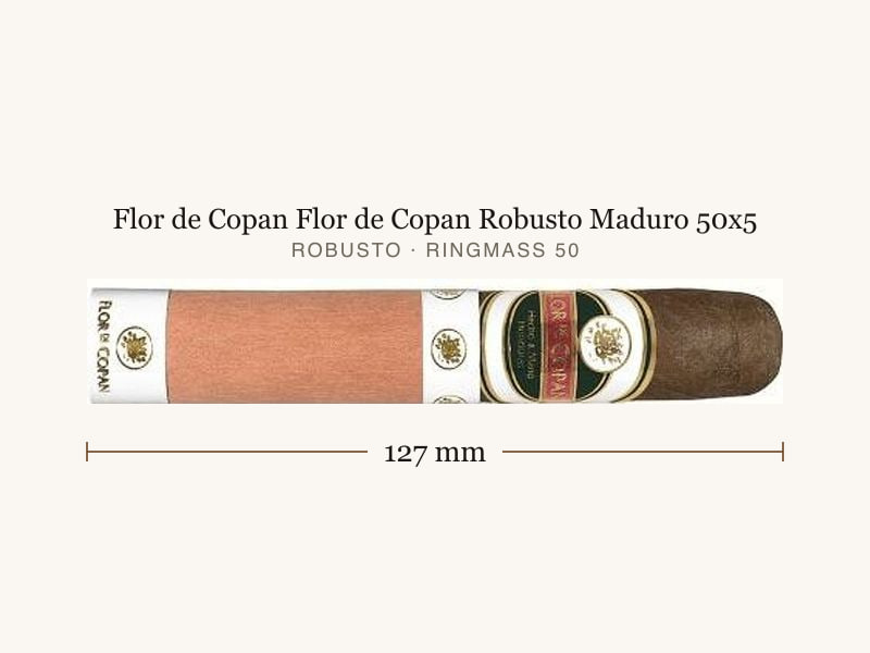 Flor de Copan Flor de Copan Robusto Maduro 50x5, Maßangaben: Länge 127 mm, Ringmaß 50