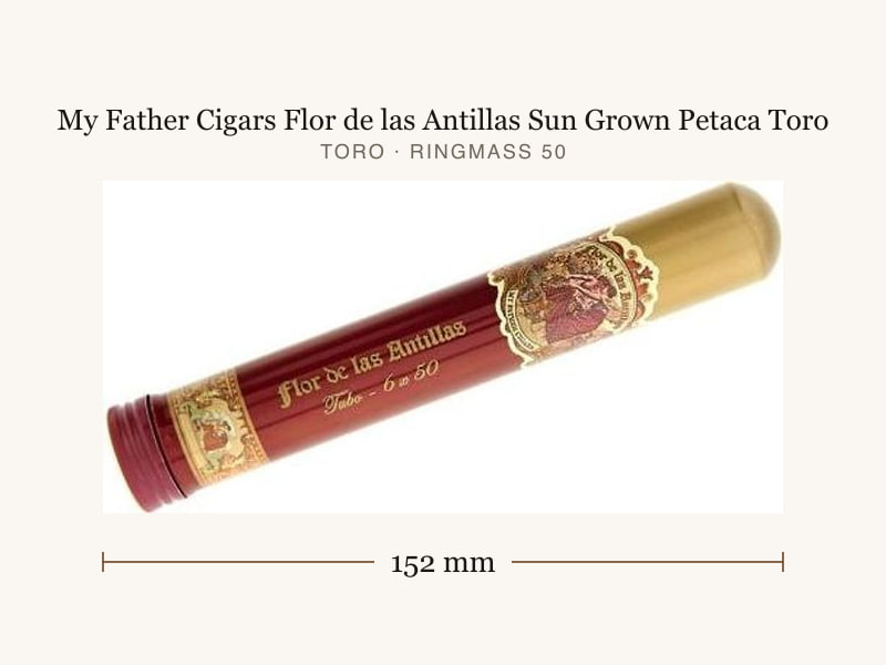 My Father Cigars Flor de las Antillas Sun Grown Petaca Toro, Maßangaben: Länge 152 mm, Ringmaß 50